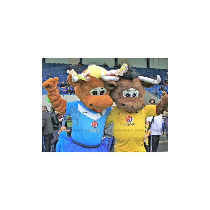 2 Brown Cows BIGGYMONKEY™s Mascot - Couple BIGGYMONKEY™ Mascot