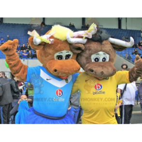 2 Brown Cows BIGGYMONKEY™s Mascot - Couple BIGGYMONKEY™ Mascot