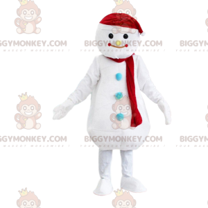 BIGGYMONKEY™ Costume mascotte pupazzo di neve bianco gigante