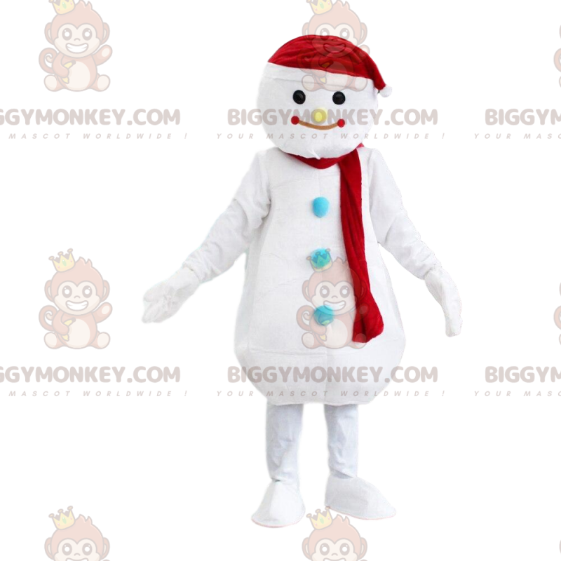 BIGGYMONKEY™ Costume mascotte pupazzo di neve bianco gigante