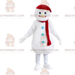 Costume de mascotte BIGGYMONKEY™ de bonhomme de neige blanc