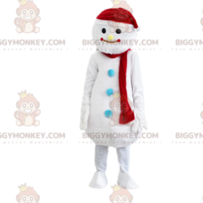 BIGGYMONKEY™ Costume mascotte pupazzo di neve bianco gigante