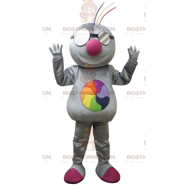 Costume da mascotte BIGGYMONKEY™ grigio metallizzato per