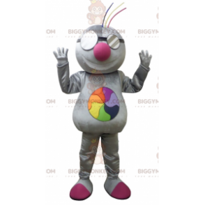 Costume da mascotte BIGGYMONKEY™ grigio metallizzato per