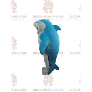 Costume da mascotte BIGGYMONKEY™ squalo bianco e blu, costume