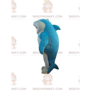 Costume de mascotte BIGGYMONKEY™ de requin bleu et blanc