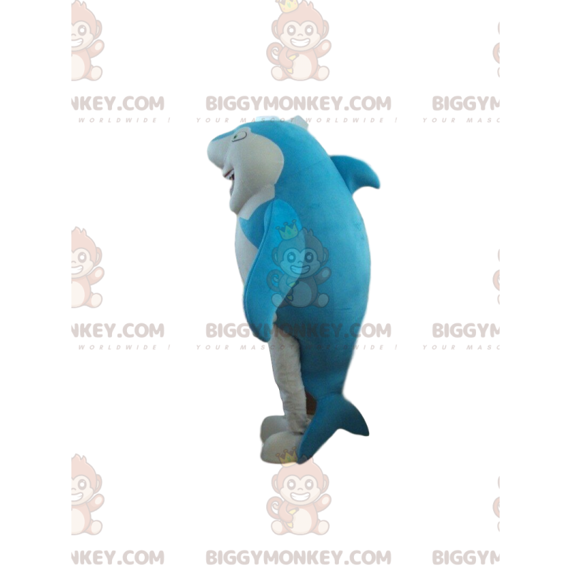 Blauwe en witte haai BIGGYMONKEY™ mascottekostuum, zeekostuum -