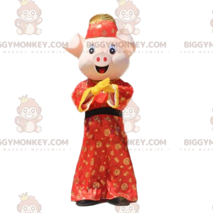 Disfraz de mascota Pig BIGGYMONKEY™ vestido con un traje