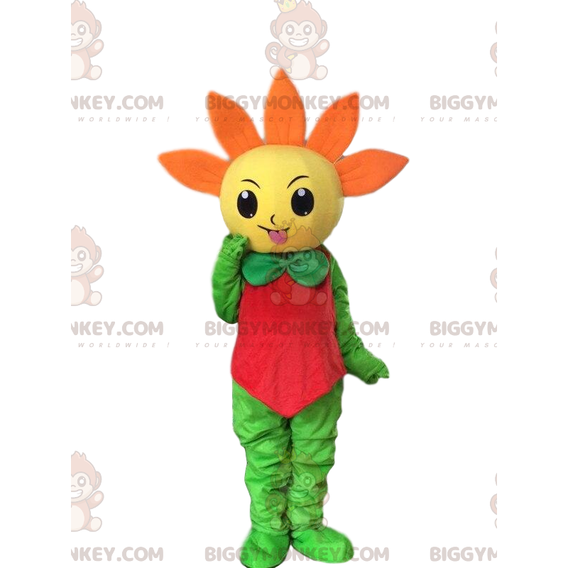 Costume de mascotte BIGGYMONKEY™ de fleur géante jaune et