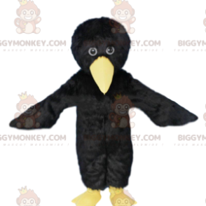 BIGGYMONKEY™ maskotdräkt svart och gul fågel, kråkdräkt -