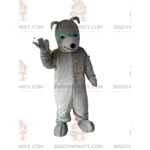 Traje de mascote de cachorro cinza BIGGYMONKEY™ totalmente