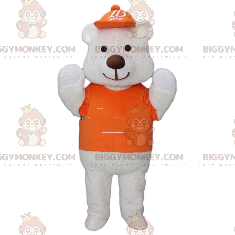 Costume de mascotte BIGGYMONKEY™ de gros ours blanc habillé en