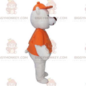 Costume de mascotte BIGGYMONKEY™ de gros ours blanc habillé en