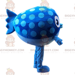 Costume de mascotte BIGGYMONKEY™ de poisson bleu, dodu et