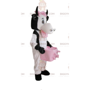 White, Black and Pink Cow BIGGYMONKEY™ Mascot Costume, Cowhide