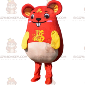 Costume de mascotte BIGGYMONKEY™ de souris rouge et jaune très