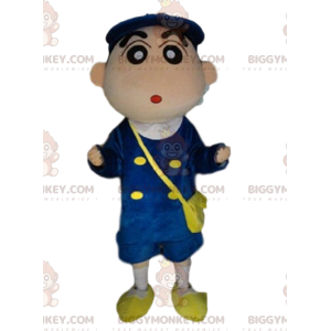 Postman BIGGYMONKEY™ maskotdräkt, uniformerad budbärarkostym -