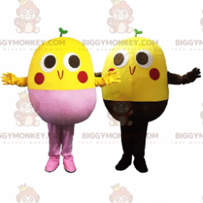 2 mascotas redondas de pájaros BIGGYMONKEY™ con un brote de