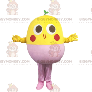 BIGGYMONKEY™ maskotdräkt gul och rosa fågel, sojabönkostym -