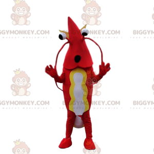 Costume de mascotte BIGGYMONKEY™ de crevette rouge et blanche