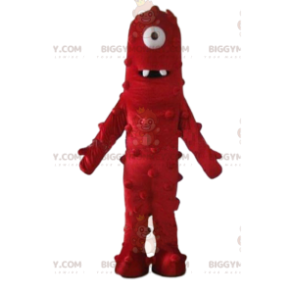 BIGGYMONKEY™ maskotdräkt av rött cyklopmonster, väldigt roligt