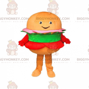 Maskotka pomarańczowy hamburger BIGGYMONKEY™, kostium