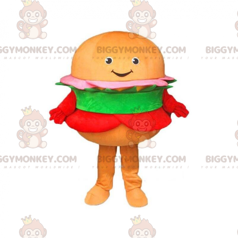 Maskotka pomarańczowy hamburger BIGGYMONKEY™, kostium