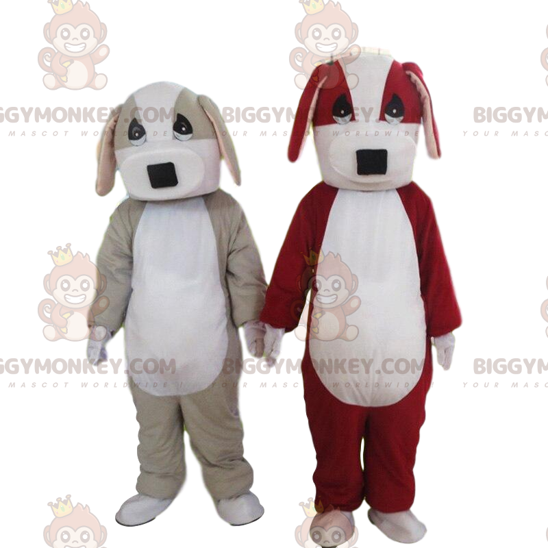 2 Maskottchenhunde von BIGGYMONKEY™, einer grau-weiß und einer