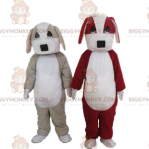 cani mascotte di BIGGYMONKEY™, uno grigio e bianco e uno rosso