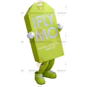 Disfraz de mascota BIGGYMONKEY™ con etiqueta gigante verde neón