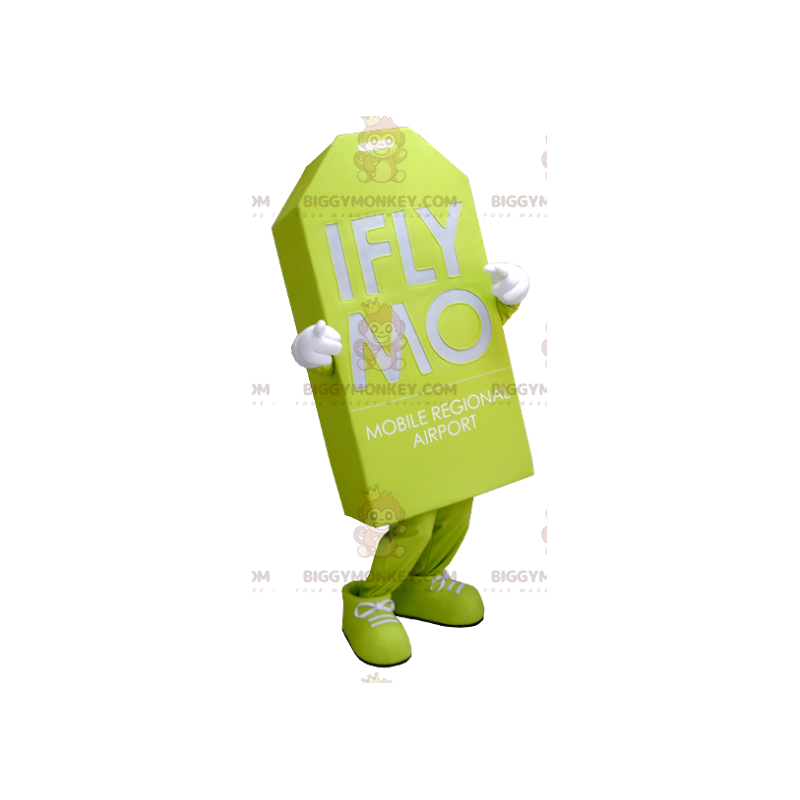 Costume de mascotte BIGGYMONKEY™ d'étiquette géante vert fluo -