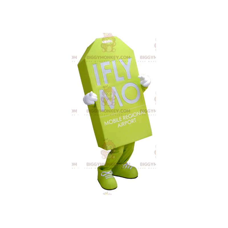 Costume mascotte BIGGYMONKEY™ con etichetta gigante verde neon