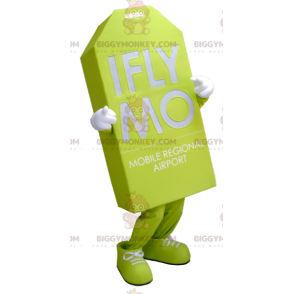 Costume mascotte BIGGYMONKEY™ con etichetta gigante verde neon