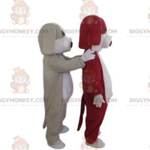 Duo de mascottes BIGGYMONKEY™ de chiens, un gris et blanc et un