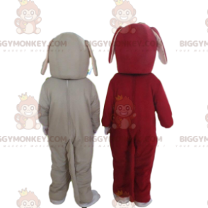 2 cães mascote BIGGYMONKEY™s, um cinza e branco e um vermelho e