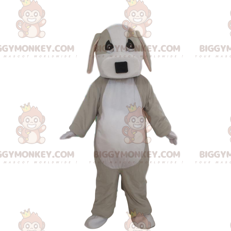 Fuldt tilpasselig grå og hvid hund BIGGYMONKEY™ maskotkostume -