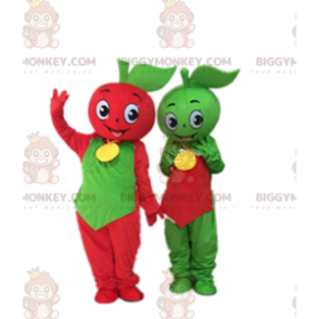 2 BIGGYMONKEY™s mascot green and red apples, apple costumes –