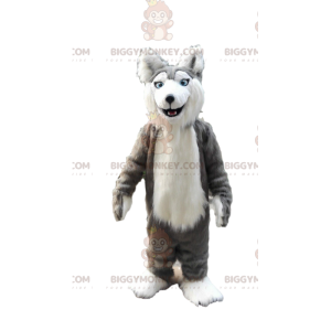 BIGGYMONKEY™ costume da mascotte di husky grigio e bianco