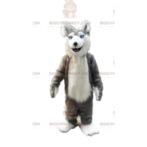 Costume de mascotte BIGGYMONKEY™ de husky gris et blanc
