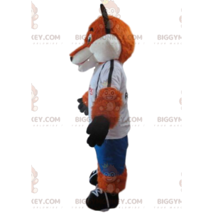 Orange och vit räv BIGGYMONKEY™ maskotdräkt i sportkläder -