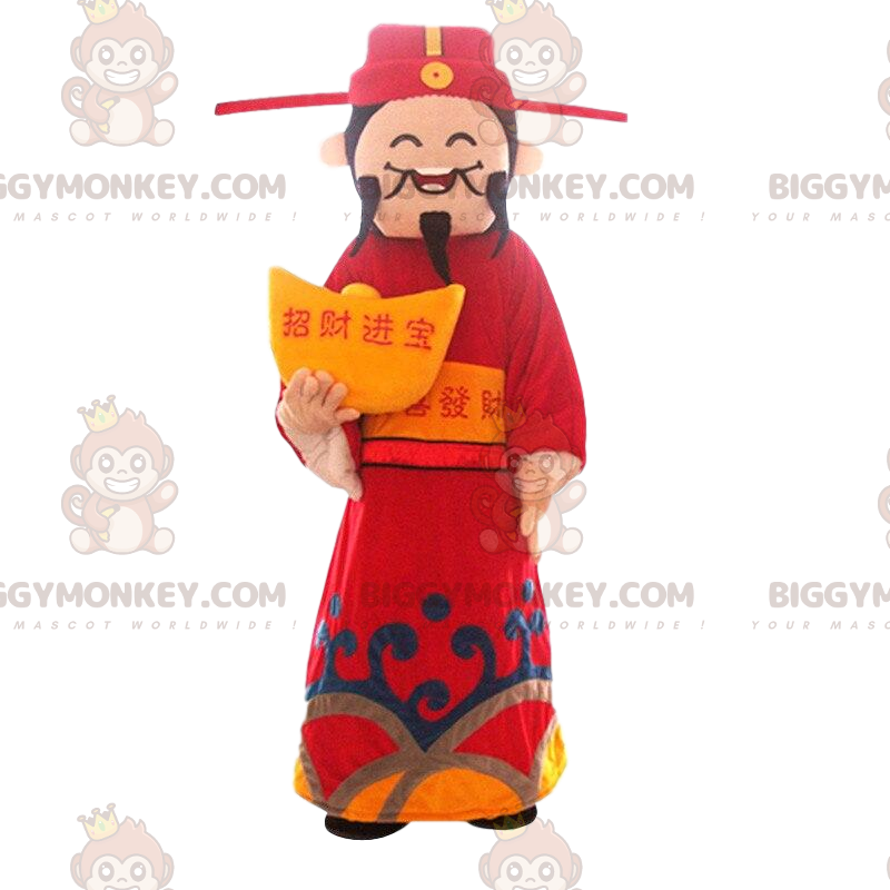 Asiatisk mand BIGGYMONKEY™ Maskotkostume, God of Wealth, Asia