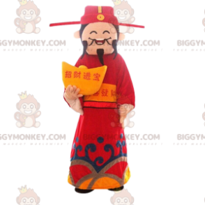 Asian Man BIGGYMONKEY™ Mascot Costume, God of Wealth, Asia