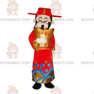 Aziatische man BIGGYMONKEY™-mascottekostuum, God of Wealth