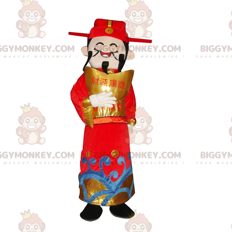 Asiatischer Mann BIGGYMONKEY™ Maskottchen-Kostüm, Gott des