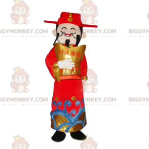 Asian Man BIGGYMONKEY™ Mascot Costume, God of Wealth, Asia