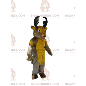 Costume de mascotte BIGGYMONKEY™ de cerf gris et jaune avec de