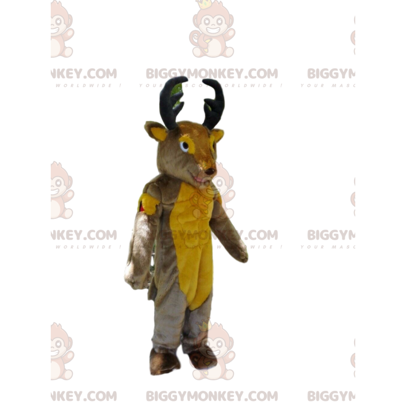 BIGGYMONKEY™ Costume da mascotte Cervo grigio e giallo con