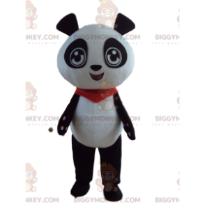 BIGGYMONKEY™ maskotdräkt av svart och vit panda med röd bandana