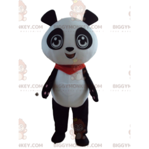 Traje de mascote BIGGYMONKEY™ de panda preto e branco com