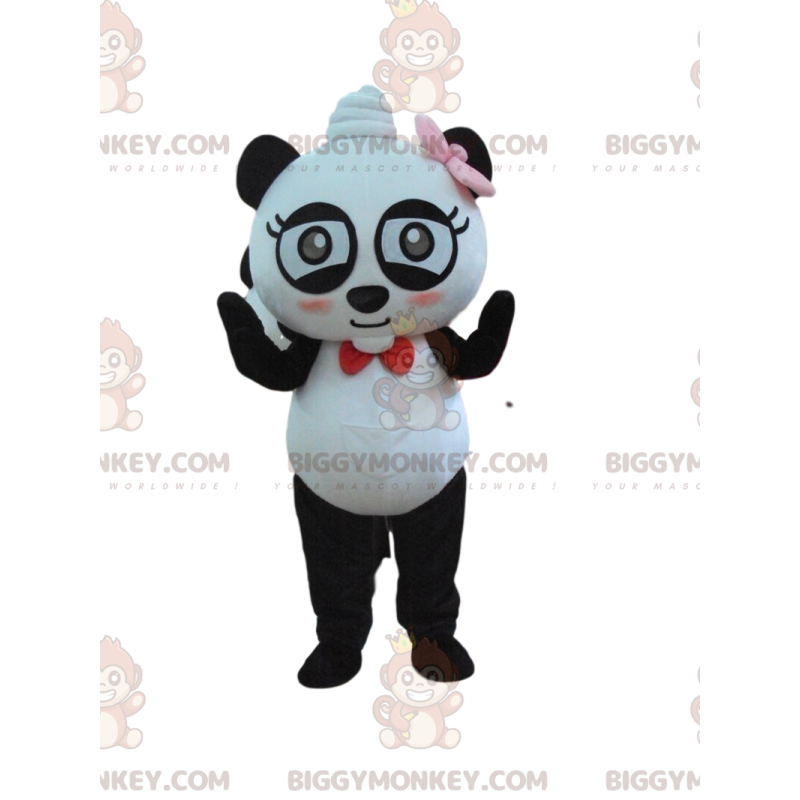 Disfraz de mascota Super Fun Panda BIGGYMONKEY™ con pajaritas -